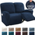 Stretchy Velvet Recliner Sofa Cover Peacock Blue